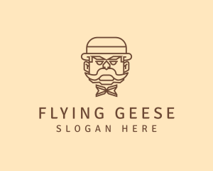 Gentleman Hat Mustache logo design