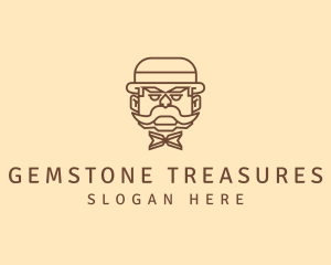 Gentleman Hat Mustache logo design