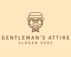 Gentleman Hat Mustache logo design