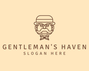 Gentleman Hat Mustache logo design