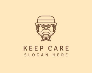 Gentleman Hat Mustache logo design