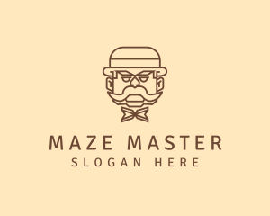 Gentleman Hat Mustache logo design