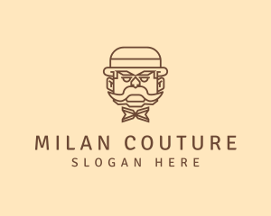 Gentleman Hat Mustache logo design