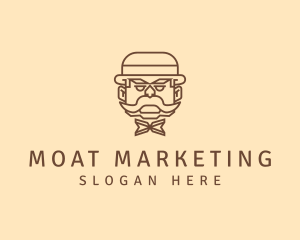 Gentleman Hat Mustache logo design