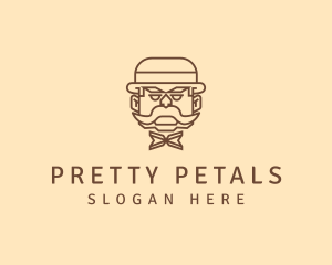 Gentleman Hat Mustache logo design