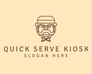 Gentleman Hat Mustache logo design