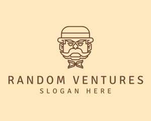 Gentleman Hat Mustache logo design