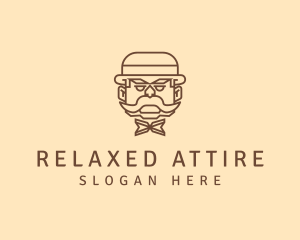 Gentleman Hat Mustache logo design