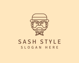 Gentleman Hat Mustache logo design