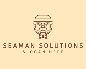 Gentleman Hat Mustache logo design