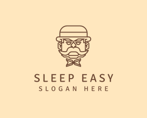 Gentleman Hat Mustache logo design