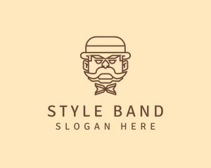 Gentleman Hat Mustache logo design