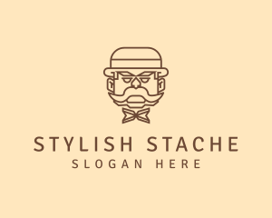 Moustache - Gentleman Hat Mustache logo design