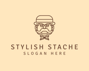 Gentleman Hat Mustache logo design