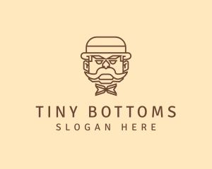 Gentleman Hat Mustache logo design