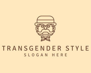 Gentleman Hat Mustache logo design