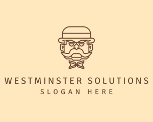 Gentleman Hat Mustache logo design