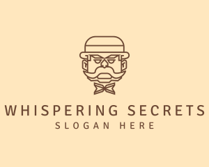 Gentleman Hat Mustache logo design