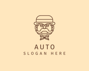 Gentleman Hat Mustache logo design