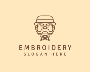 Gentleman Hat Mustache logo design