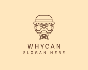 Old Man - Gentleman Hat Mustache logo design