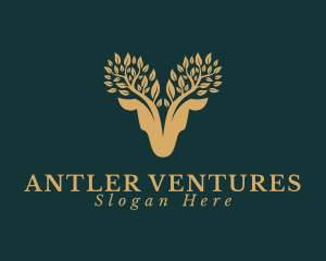 Antler - Deer Antler Leaves logo design