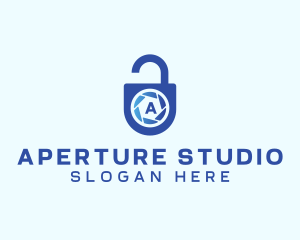 Aperture - Camera Shutter Lock logo design