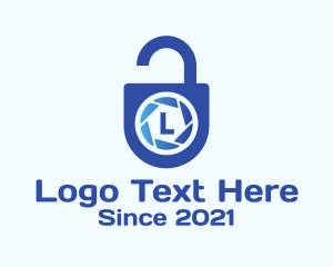 Aperture - Camera Lock Lettermark logo design