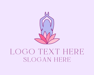 Lady - Lotus Yoga Pose logo design