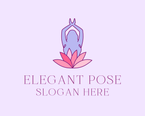 Pose - Lotus Yoga Pose logo design