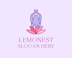 Blue - Lotus Yoga Pose logo design