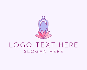 Lotus Flower - Lotus Yoga Pose logo design