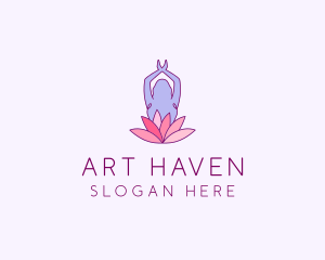 Lotus Yoga Pose logo design