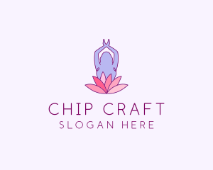 Lotus Yoga Pose logo design