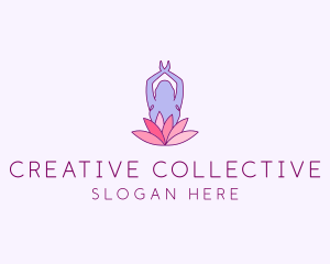 Lotus Yoga Pose logo design