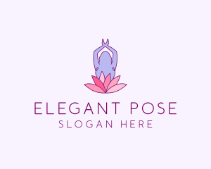 Pose - Lotus Yoga Pose logo design