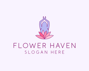 Lotus Yoga Pose logo design