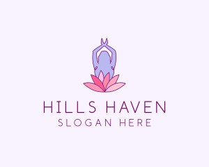 Lotus Yoga Pose logo design