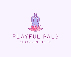 Lotus Yoga Pose logo design