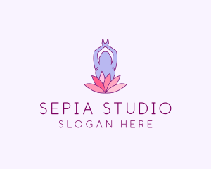 Lotus Yoga Pose logo design