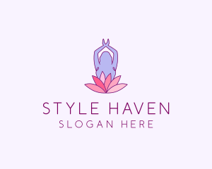 Lotus Yoga Pose logo design