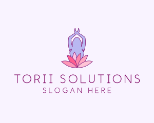 Lotus Yoga Pose logo design