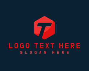 Letter T - Geometric Hexagon Tech letter T logo design