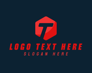  Geometric Hexagon letter T Logo