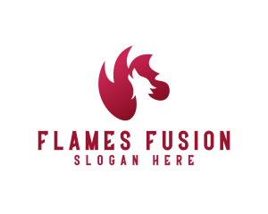 Flaming Wolf Animal logo design