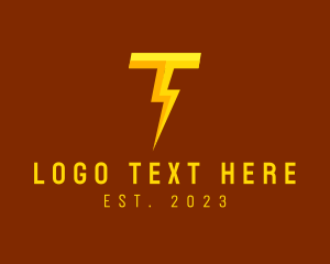 Yellow - Hero Thunder Letter T logo design