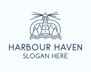 Harbour - Pier Lighthouse Beacon logo design