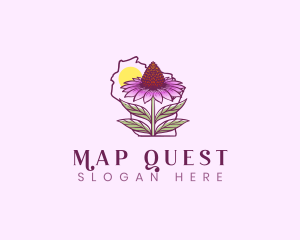 Wisconsin Map Coneflowers logo design