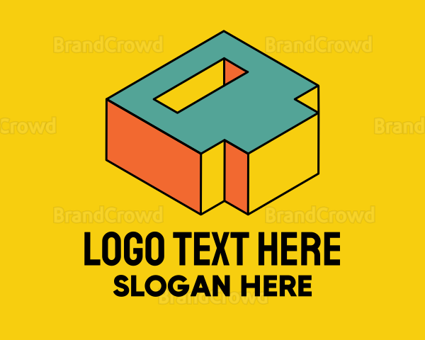 3D Pixel Letter D Logo