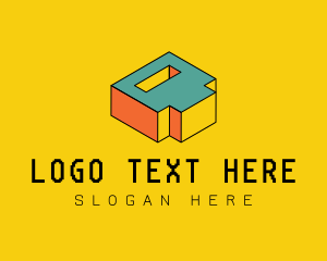Geometric - Isometric 3D Pixel Letter D logo design